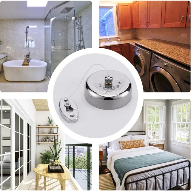 Clothesline,Retractable Clothesline - 304 Stainless Steel Retractable Clothesline Indoor with Adjustable Nylon Rope, Wall Mounted Retractable Laundry Line, Laundry Accessories