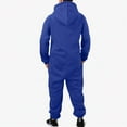 thumbnail image 2 of Mens Rompers for Adults Men's Autumn Winter Warm Splicing Casual Hooded Zipper Solid Pocketed Jumpsuits Adult Onesies for Men Blue XL, 2 of 6