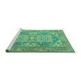 thumbnail image 2 of Ahgly Company Machine Washable Indoor Round Oriental Turquoise Blue Traditional Area Rugs, 8' Round, 2 of 4