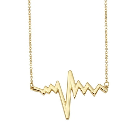 Goldstone Freshwater Necklace - Gold-Tone Plated Sterling Silver Heart Beat Necklace