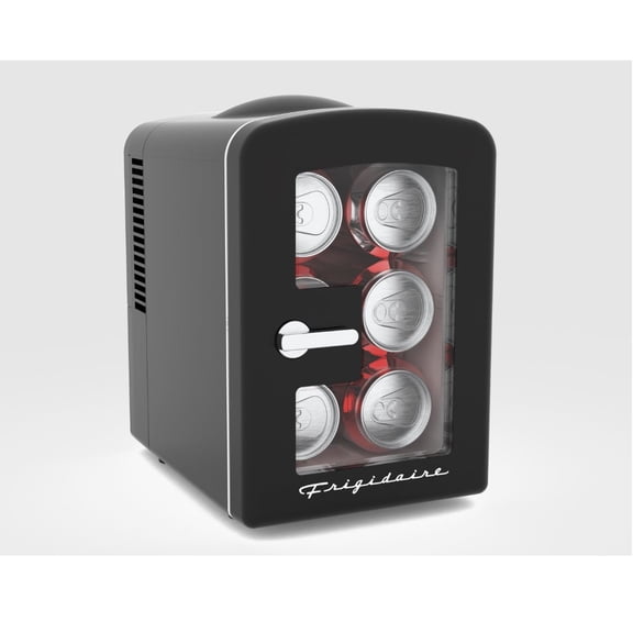 Restored Frigidaire 18 in. 6-Can 4-Liter Mini Beverage Cooler in Black EFMIS186-B-BLACK, Includes 110V home power cord & 12V DC car adapter (Refurbished)