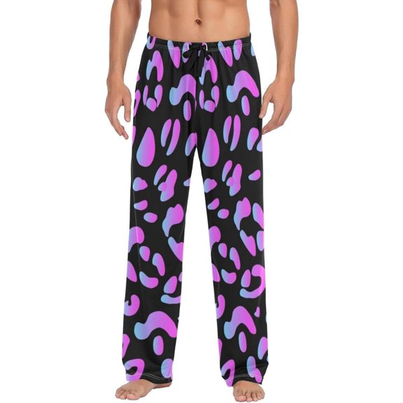 Purple Leopard Ghost Pajama Pants, Men's Lounge Pants Light with Drawstring and Pockets, Christmas New Year Birthday Father's Day Gifts