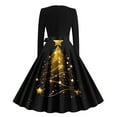 thumbnail image 3 of Cavosen Christmas Plus Size Bridesmaid Dresses Crew Neck Long Sleeve Midi Evening Gowns Ball Dress Elegant Wedding Guest Cocktail Party Dress, 3 of 3