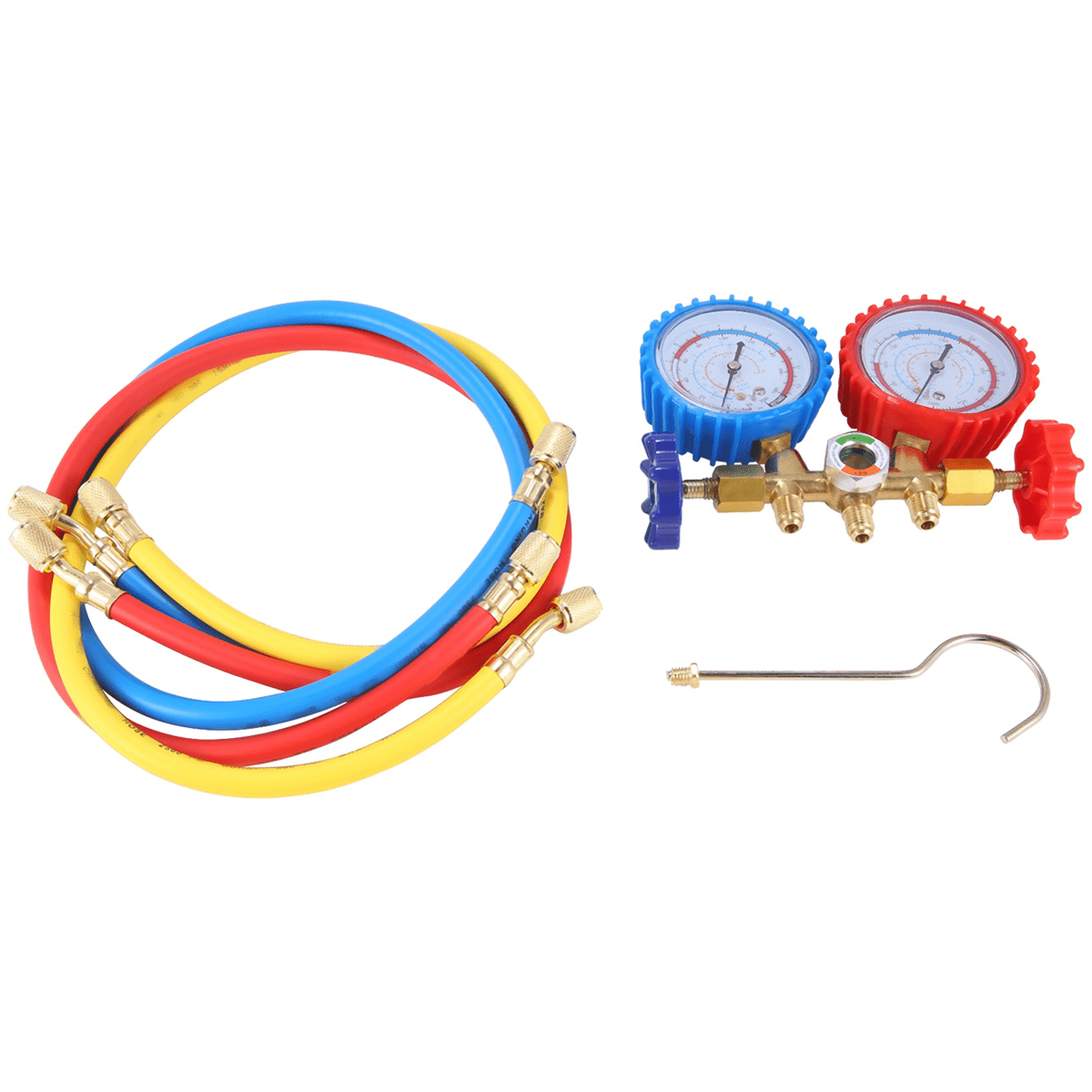 Manifold Gauge Set, 3 Way AC Diagnostic Manifold Gauge Set for R410A/R22/R134A/R404A Refrigerant,Automotive AC Manifold