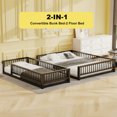 thumbnail image 3 of Twin XL Over Queen Bunk Bed, Convertible Queen Bunk Beds with Safety Guard Rails, Metal Floor Bunk Bed Frame with Ladder for Dormitory Bedroom, No Box Spring Needed（Black), 3 of 7