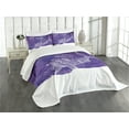 thumbnail image 3 of Ambesonne Whale Quilted Bedspread Set 3 Pcs, Watercolor Fish Floral, King Size, Purple White, 3 of 5