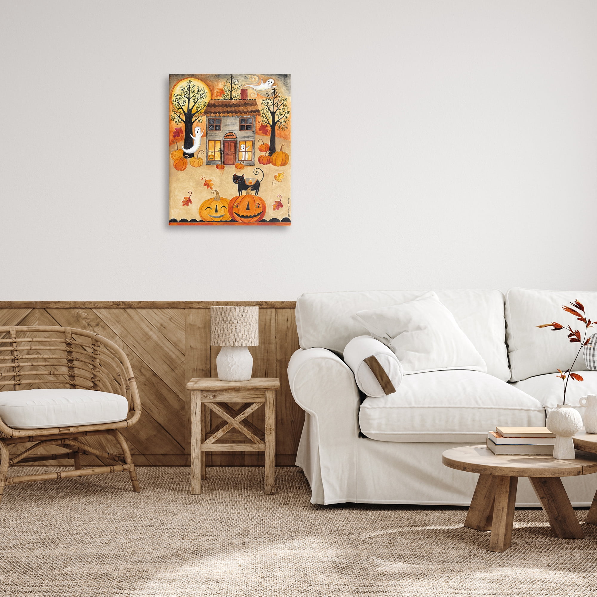 Stupell Industries Ghosts on Halloween Night Holiday Painting Gallery Wrapped Canvas Art Print Wall Art, 24 x 30