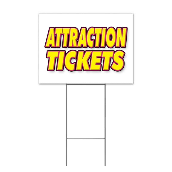Attraction Tickets (18" x 24") Yard Sign, Includes Metal Step Stake