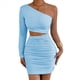 thumbnail image 2 of Vestido Mini de Cóctel con Volantes y Larga para Mujer, Moda 2025, con Hombros Descubiertos y Caderas Estrechas. Azul XS, 2 of 10