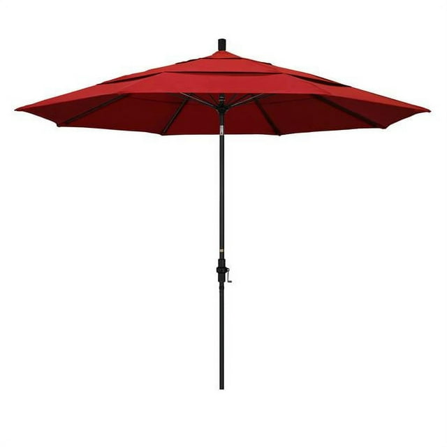 Parasol de Marché en Fibre de Verre 11 avec Inclinaison Collier Noir Mat/oléfine/rouge