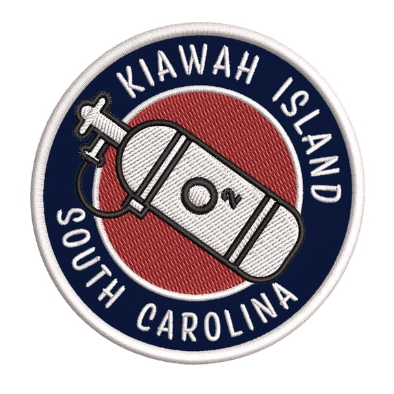 Kiawah Island, South Carolina Scuba Flag O2 Tank 3.5 Inch Iron Or Sew On Embroidered Fabric Badge Patch Ocean Beach, Salt Life Iconic Series