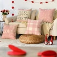 thumbnail image 2 of Valentine''s Day Pink and White Love Throw Pillow Covers, 16 x 16 Inch Hello Valentine Plaid Wedding Cushion Case Decoration for Sofa Couch Set of 4, 2 of 6