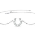 thumbnail image 2 of AFFY Horseshoe Bracelet for Women | Round Lab Created Moissanit Cable Link Chain Bracelet | 14K White Gold Over Sterling Silver Lucky Charm Jewelry (0.04Ctw)-7.00 Inch, 2 of 4