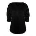 thumbnail image 4 of frariair Ladies Loose Fit Dolman Sleeve Tee Shirt Feminine V-Cut Neckline For Comfortable Warm Weather Outings Black, 4 of 6