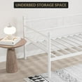 thumbnail image 7 of Heavy Duty Metal Twin Daybed with Pull Out Trundle, Modern Bed Frame with Headboard, Sturdy Steel Slats, No Box Spring Needed, White Sofa Bed for Living Room, Bedroom, Guest Room, 7 of 7