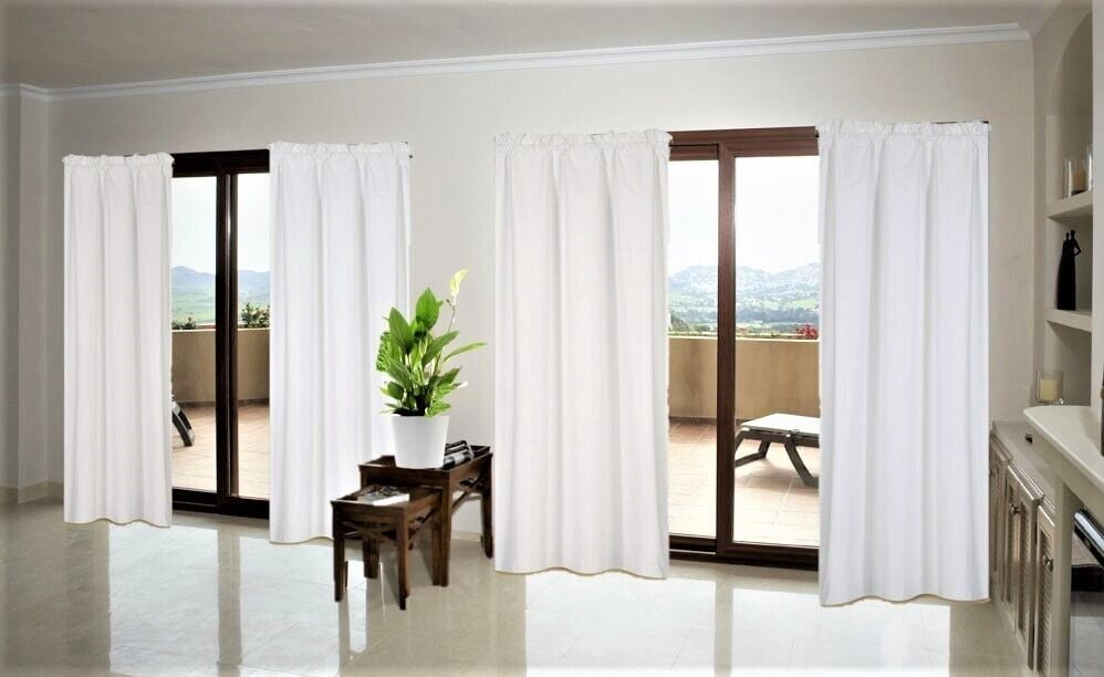 1 Single Panel Solid Foam Lined Blackout Window Curtain Panel Treatment Drape Rod Pocket Size 63' Long R64 white