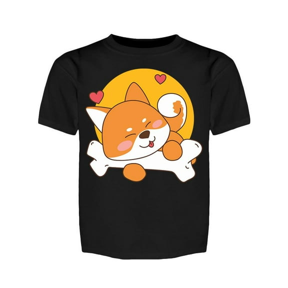 Corgi Loves His Bone Tee Girl's -Image by Shutterstock