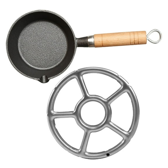 CIMAXIC Cast Iron Saucepan Egg Skillet Black Cooking Campers Outdoor Camping 1 Set