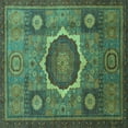 thumbnail image 1 of Ahgly Company Indoor Square Oriental Turquoise Blue Modern Area Rugs, 5' Square, 1 of 4