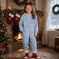 thumbnail image 2 of Boys Hooded Onesie Pajamas Kids Long Sleeve Zip-Front One Piece Fuzzy Sleepwear Jumpsuit with Pockets Winter Warm Loungwear, 2 of 6