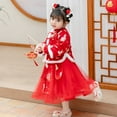 thumbnail image 5 of Otqutp Embroidery Tang Suit for Toddler Kids Baby Children Fairy Dresses for Chinese New Year Lined Warm Princess Performance Dresses with Bag (Red-A,3-4 Years), 5 of 7