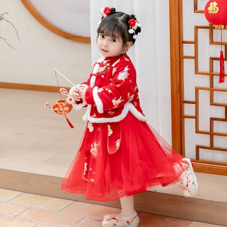 Otqutp Embroidery Tang Suit for Toddler Kids Baby Children Fairy Dresses  for Chinese New Year Lined Warm Princess Performance Dresses with Bag  (Red-A,4-5 Years) - Walmart.com