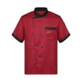 thumbnail image 4 of YiZYiF Mens Short Sleeve Chef Coat Bakery Jacket Double-Breasted Kitchen Chef Uniform Burgundy 4XL, 4 of 7