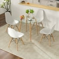 thumbnail image 4 of Gymax 5 PCS Dining Table Set Tempered Glass Table 4 Chairs w/ Beech Wood Leg Kitchen, 4 of 7