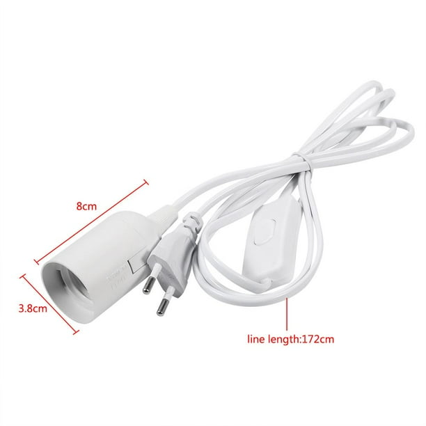 Colgante de Luz Socket Holder con Extensión Colgante Linterna Cable Cable e27 Base Lámpara Candelabros Interruptor de Encendido/Apagado para Restaurante Cocina Dormitorio(Blanc Accesorios De Luz Fugacal NO
