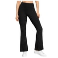 thumbnail image 2 of hlysgo Womens Leggings Yoga Pants High Elastic Waist Tummy Control Flared Trousers Workout Gym Soft Comfy Pant with Pockets Black,L, 2 of 6