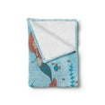 thumbnail image 2 of Mermaid Soft Flannel Fleece Throw Blanket, Art of Little Girl Under the Sea in Corals Castle and Little Fish Print, Cozy Plush for Indoor and Outdoor Use, 70" x 90", Teal Orange, by Ambesonne, 2 of 5