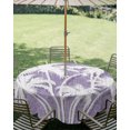 thumbnail image 2 of Outdoor Tablecloth with Umbrella Hole Zipper Coastal Palm Tree Round Tablecloth 54" Waterproof Outside Table Cloth Tropical Plants Botanical Vintage Purple Patio Table Cover Tablecloths for Picnic, 2 of 8