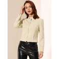 thumbnail image 2 of Chaqueta de gamuza Sintética Allegra K Cuello Alto Cremallera Manga Larga Beige L, 2 of 6
