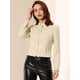 thumbnail image 2 of Chaqueta de gamuza Sintética Allegra K para mujer cuello alto cremallera Manga larga Abrigo Motociclista Beige XS, 2 of 6