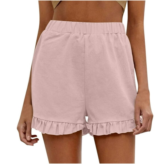 Babysbule Women Shorts Women's Fashion Solid Color Casual Wide Leg Loose High Waist Shorts Pants