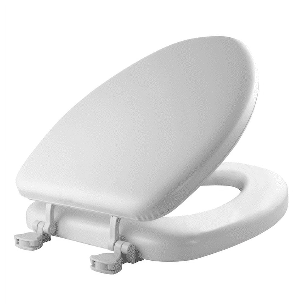 Mayfair Lift off Elongated Cushioned Vinyl Toilet Seat in Bone