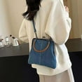 thumbnail image 4 of BadPiggies Retro Denim Handbags for Women, Kiss Lock Crossbody Tote Bag Stylish Shoulder Purses - Blue, 4 of 9