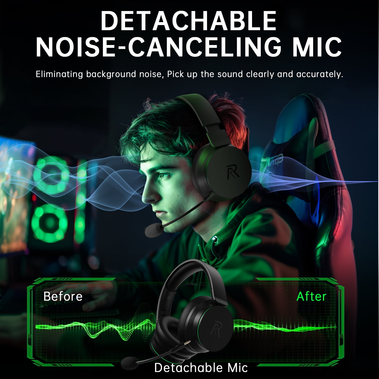 Casque Gaming Sans Fil Ozeino Ow810 – PC/PS5/PS4 – 2.4GHz USB/Type-C – Bleu