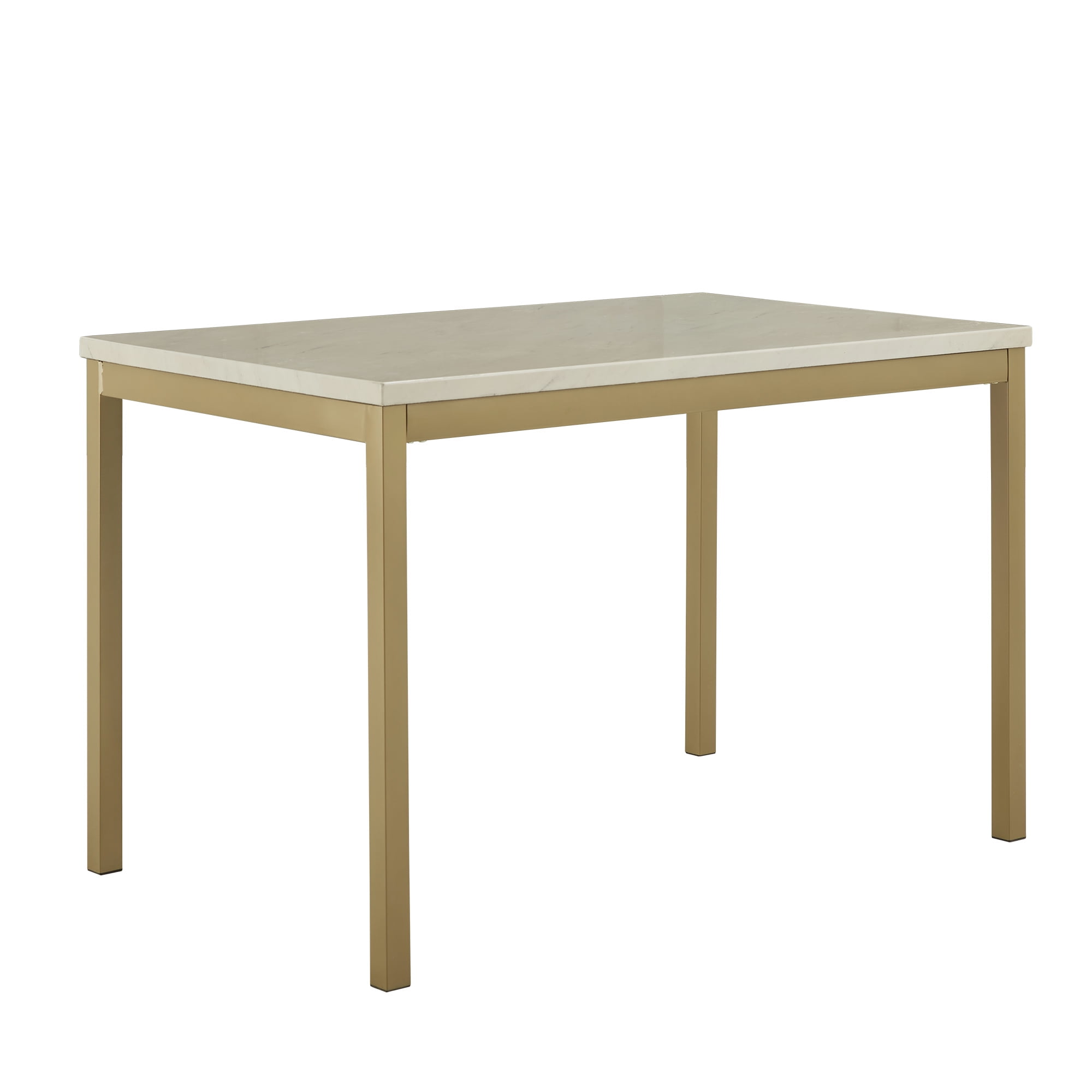 Weston Home Declan 48" Rectangle Faux Marble Dining Table, Gold/White