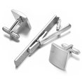 thumbnail image 4 of Yoursfs Cufflinks And Tie Clip For Men Stainless Steel Silver Square Cuff Links Blanks Metal Regular Men's Holiday Gifts Jewelry Set, 4 of 4