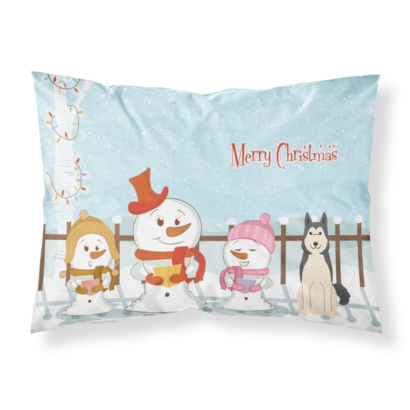 Merry Christmas Carolers West Siberian Laika Spitz Fabric Standard Pillowcase