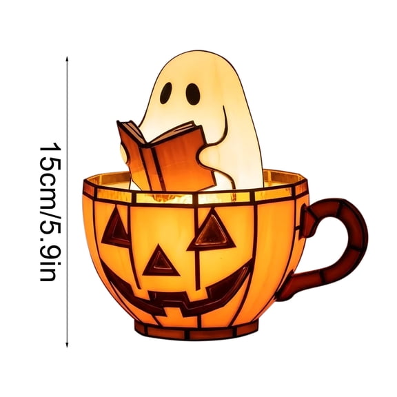 HOARBOEG Cute Spooky Pumpkin Lights, Halloween Decor LED Night Light Pumpkin Ghost Shaped Bedside Lights with Color Changing, Portable Ghost Neon Sign for Bedroom, Study Room, Gift for Teens & Adults