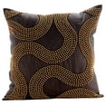 thumbnail image 1 of Decorative Pillow Sham, Brown Euro Pillow Covers 26x26 inch (65x65 cm), Linen European Shams, Abstract, Swirl, Pattern, Beaded, Modern Euro Sham Covers - Gold Bead Trail, 1 of 3
