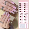 thumbnail image 3 of 24 Pcs Press-on Nails Long Coffin Swirl Fake Nails With Design French Nail Tips Glossy False Nails, 3 of 5