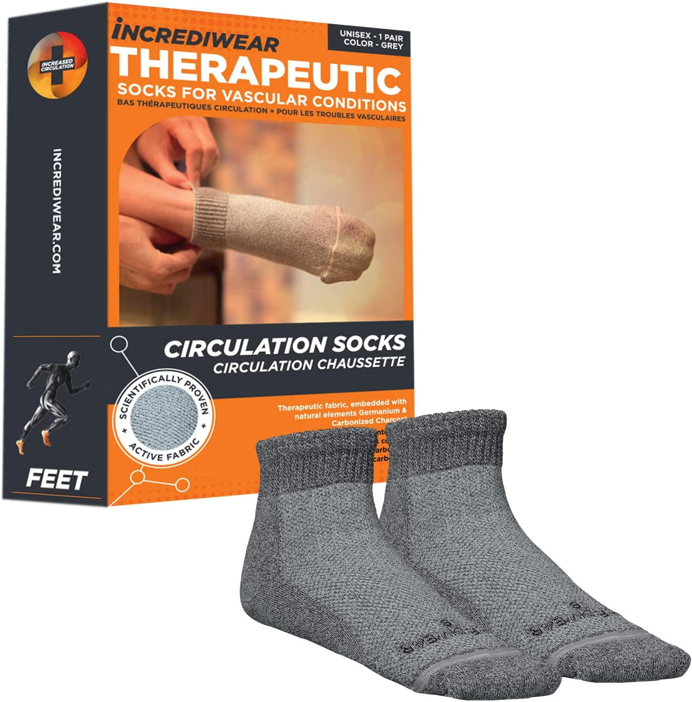 Incrediwear Circulation Socks Women’s and Men’s Ankle Socks (Grey