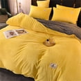 thumbnail image 4 of Gusuhome Fluffy Corduroy Flannel Duvet Cover Set Queen Size Velvet Duvet Cover 3 PC Fashion Striped Comforter Cover Set Luxury Soft Plush and Warm for Winter Bedding Set Zipper Closure Yellow Gray, 4 of 6