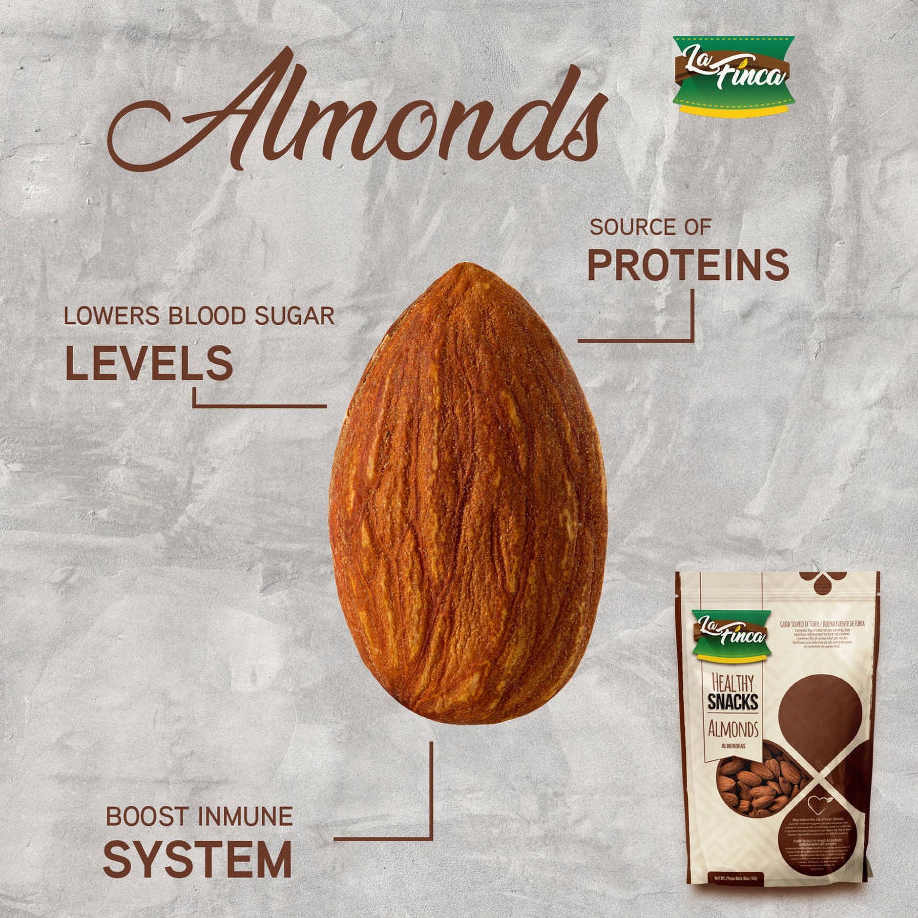 La Finca Almonds, Healthy Snacks, 1 lb, Individual pack, Non-GMO, Gluten-Free