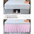 thumbnail image 7 of Pink Grid Wrap Around Bed Skirts for California King Bed 18" Drop,Bed Skirt with Adjustable Elastic Belt Dust Ruffle Bed Valance Checkered Plaid Gingham Lattice Trellis Print Bed Frame Cover, 7 of 7