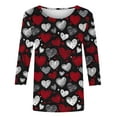 thumbnail image 5 of Qepwscx Plus Size Shirts For Women 3/4 Long Sleeve Valentine'S Day Crewneck Sweatshirt Love Heart Printed Blouses Plus-Size Fall Top Pullover Sweatshirts Graphic Tops & T-Shirts Party Tops, 5 of 5