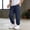 lla1-Navy, variant on Kids Hiking Pants Boys Girls Cotton Linen Cargo Pants Wide Leg Long Pants Pockets Draped Elastic Waist Drawstring Summer Beach Trousers